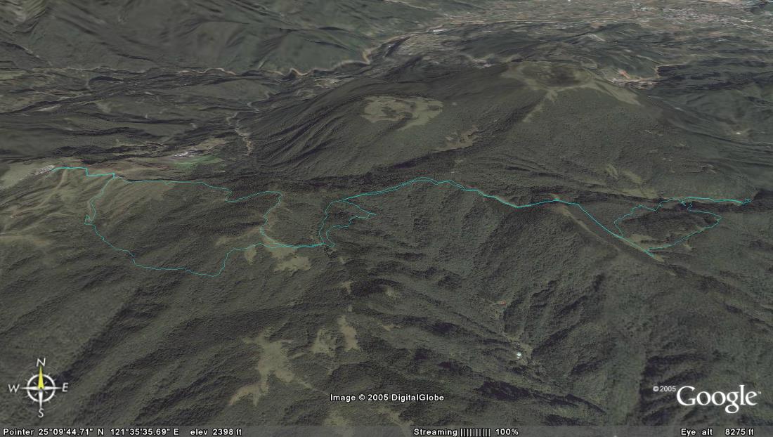 航跡圖之二, 底圖摘自 Google Earth 3D 俯瞰軟圖.
