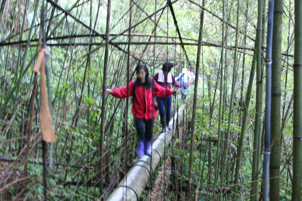 造型奇特的水管吊橋