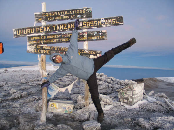 Yoga on Kilimanjaro summit(19,340 ft., 5895m)