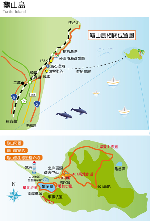 龜山島步道地圖(來源:東北角風景區管理處網站)