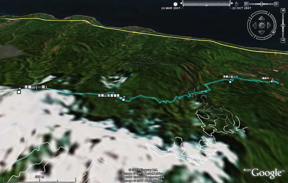 將里龍山航跡 Map 到 Google Earth 的結果