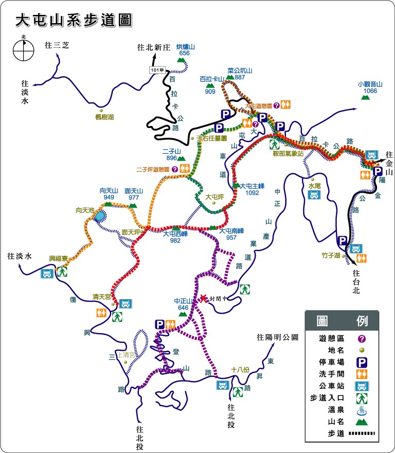大屯山系步道圖