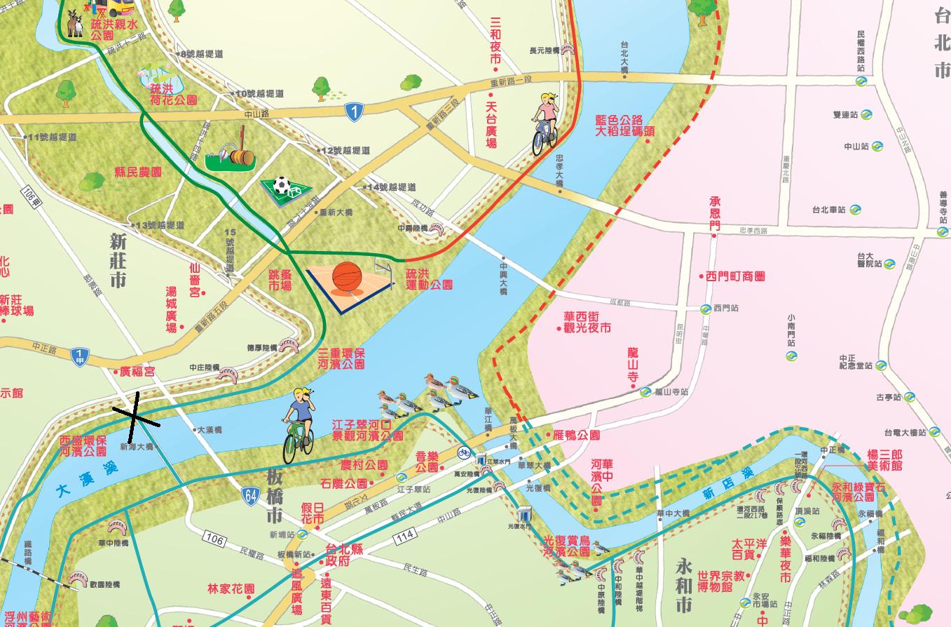 河濱路線及集合地點圖