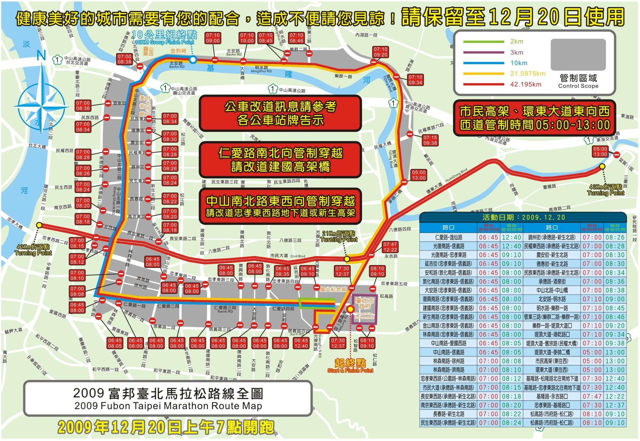 2009 富邦台北馬拉松路線圖