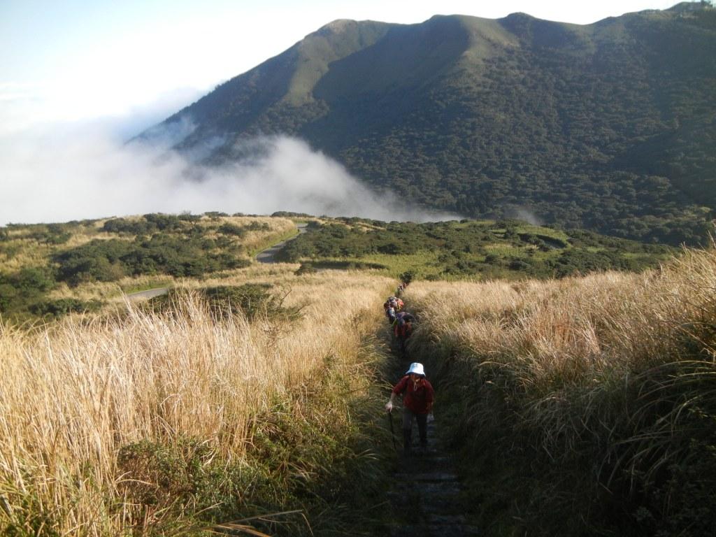 由二子坪步道上山，後方是七星山。