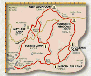 High Sierra Camp Trail map