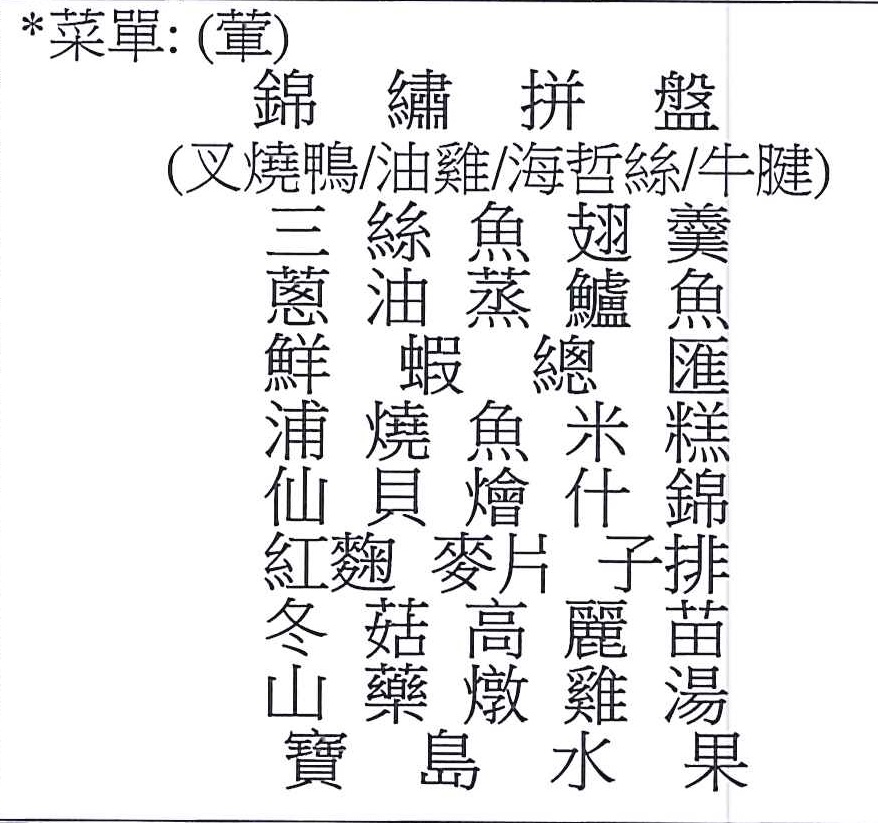 菜單(葷)