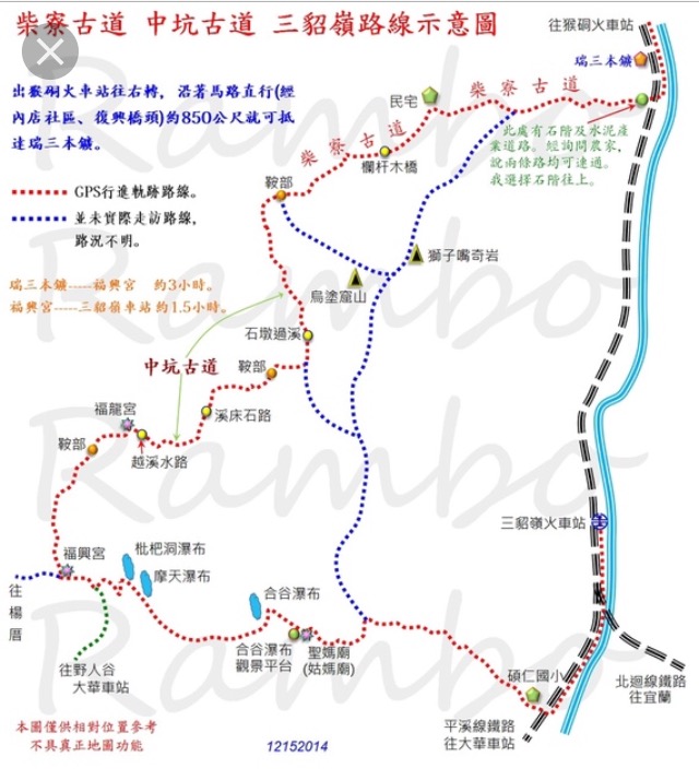 柴寮古道、中坑古道路線圖