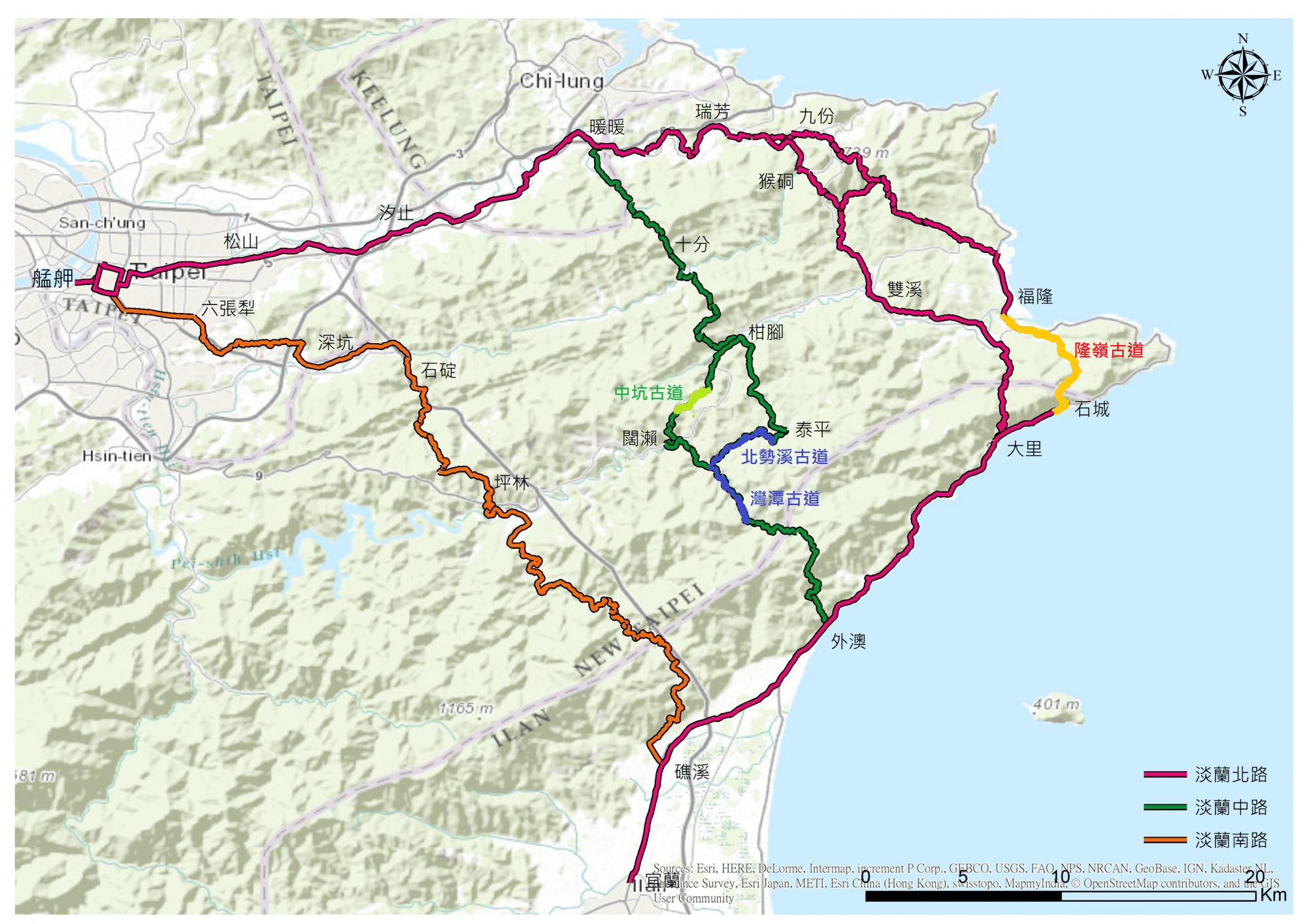 隆嶺古道路線圖