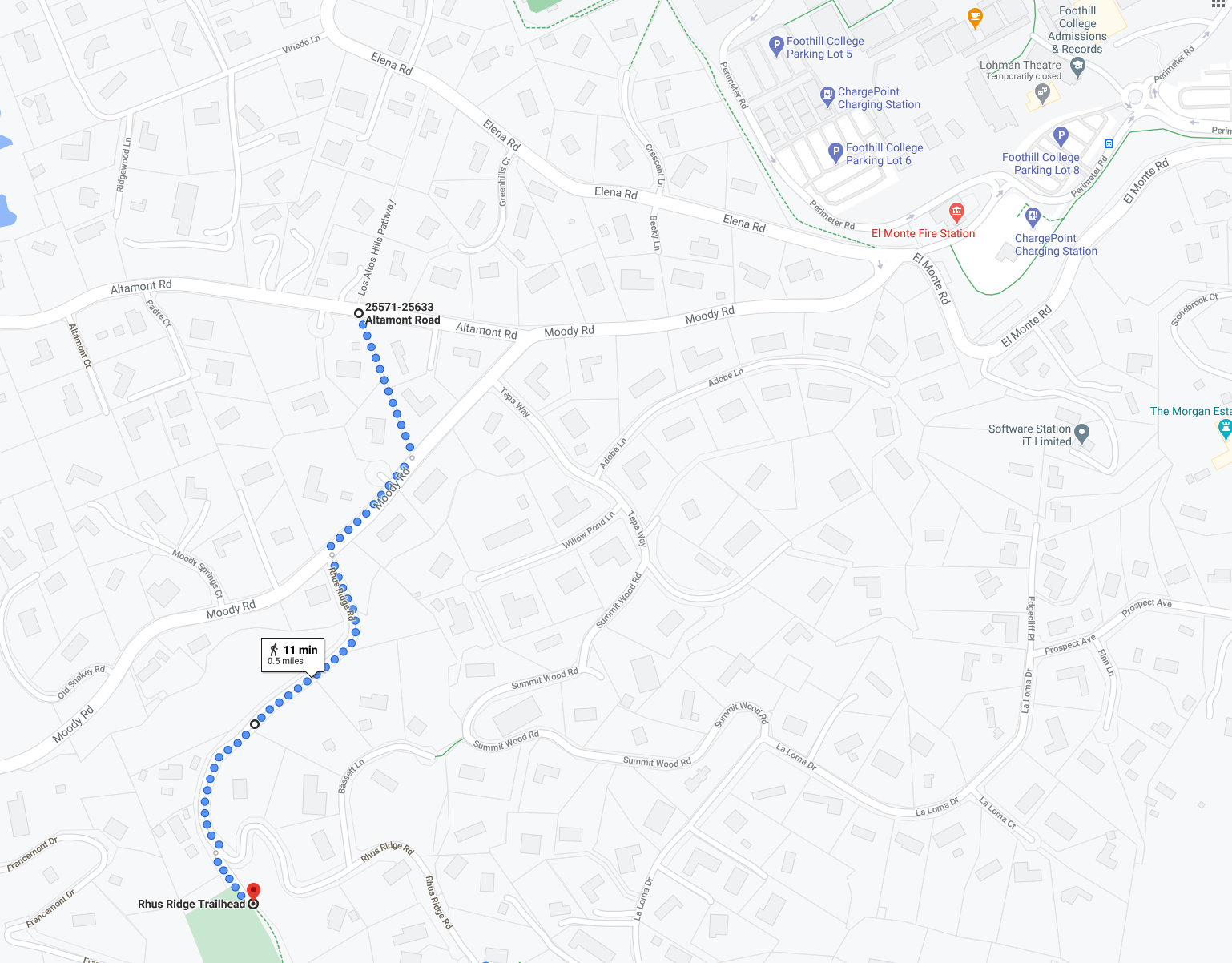 建議路邊停車的地點， 和如何走到登山口的路