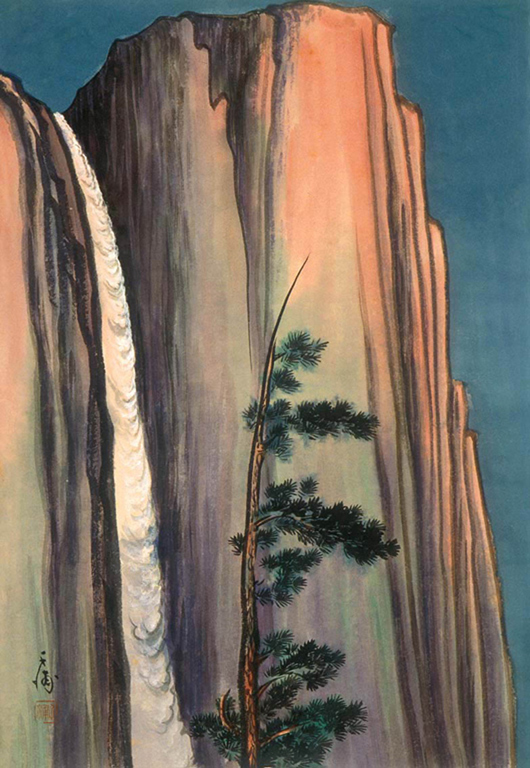 飛瀑夕照 - 1930版畫