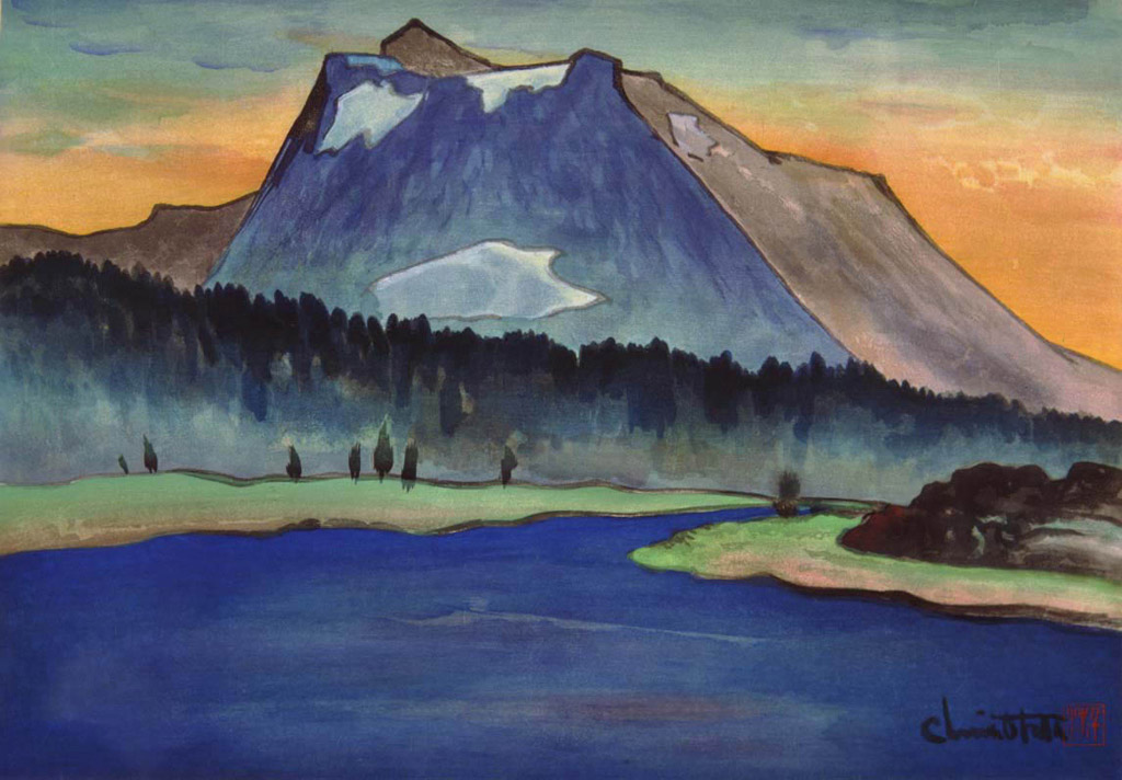 日落提歐加山 - 1930版畫