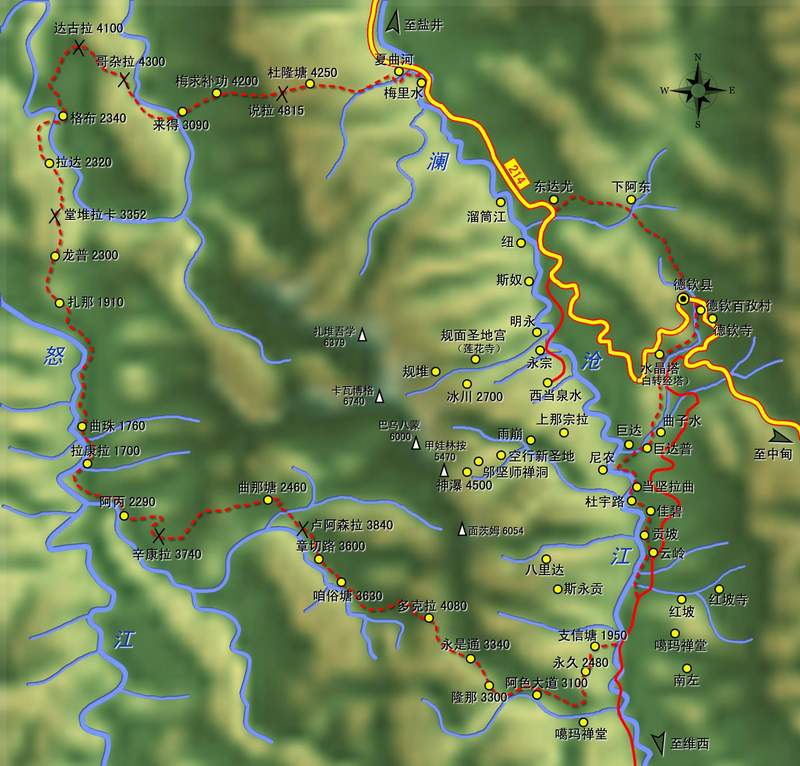 卡瓦博格峰大轉山路線圖 (摘自導遊圖集中營 http://www.map98.com/)