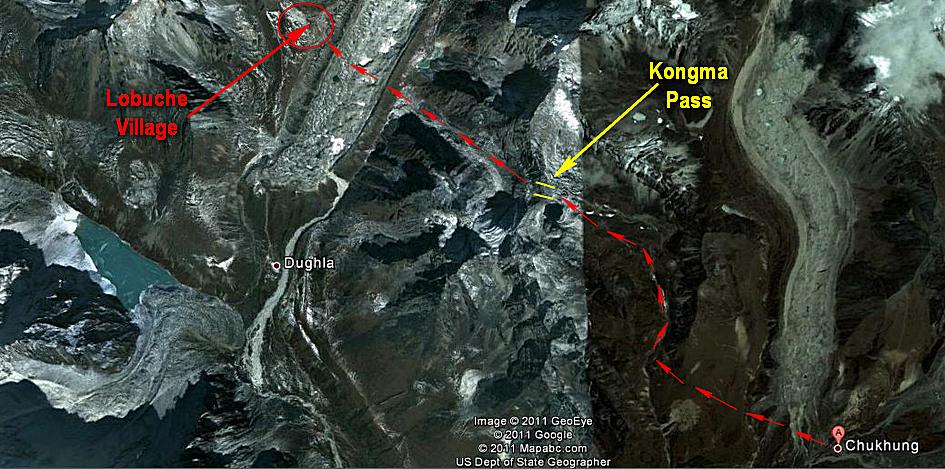 Dhukla/Thukla 位置圖 Posted by Rich 2012
http://www.travelyourassoff.com/2012/01/kongma-la-three-passes-trek-nepal-part.html