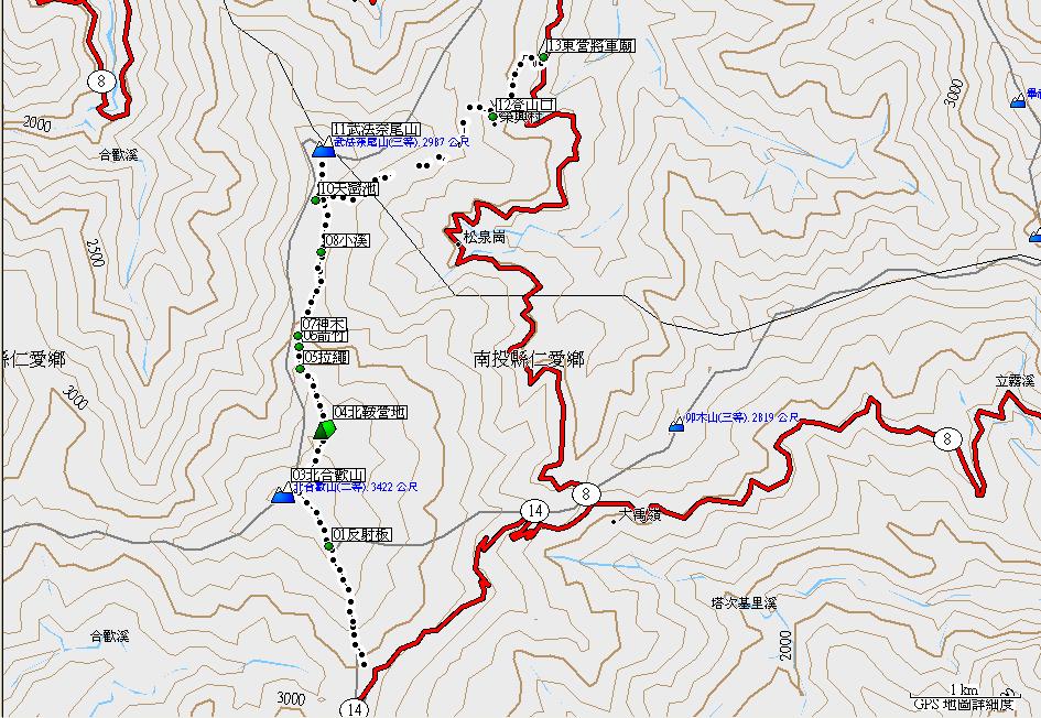 合歡北峰天巒池航跡圖
