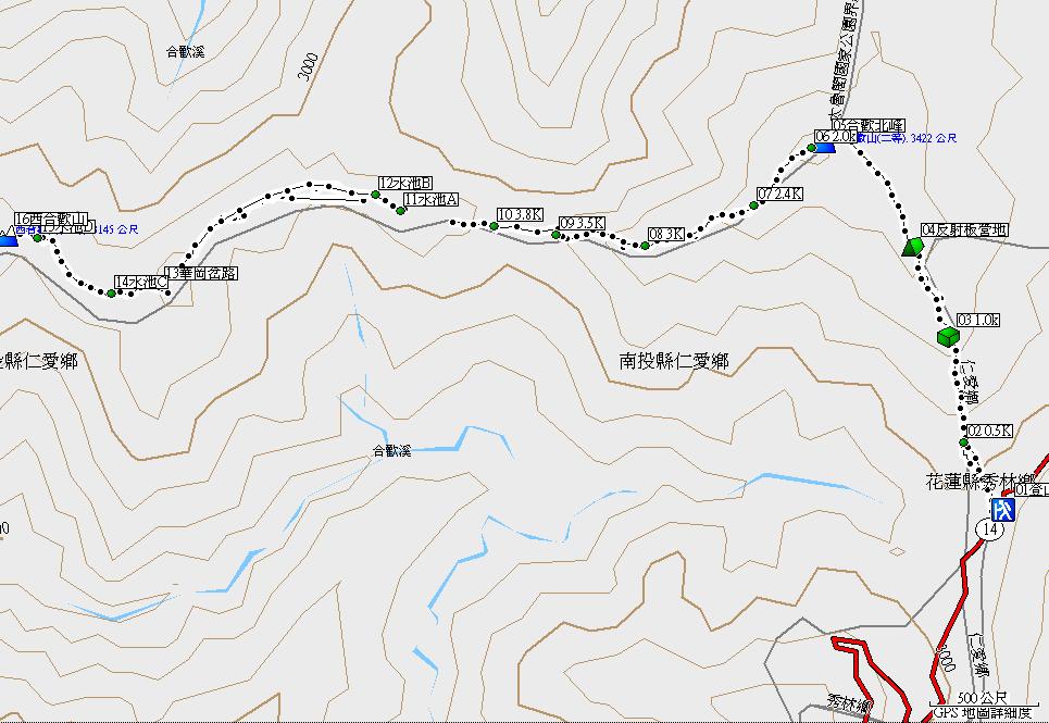 971102合歡北西航跡圖