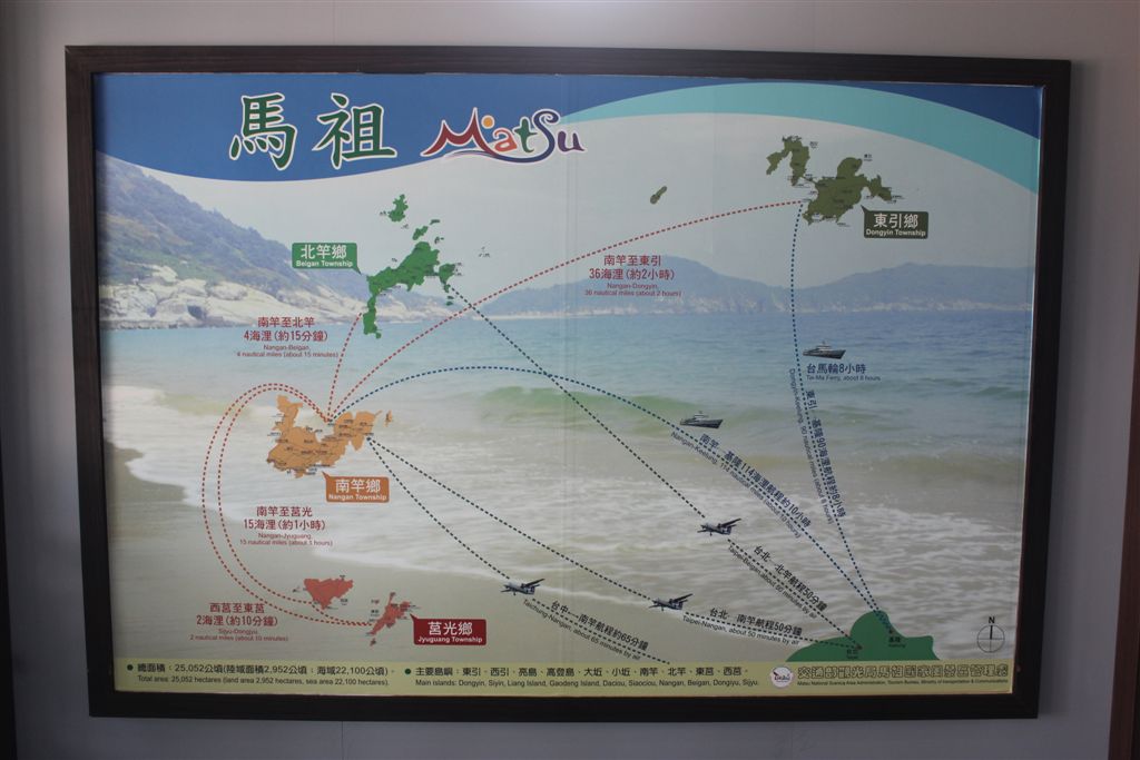 海路全圖，馬祖各外島間交通船費約每人次100至200元。