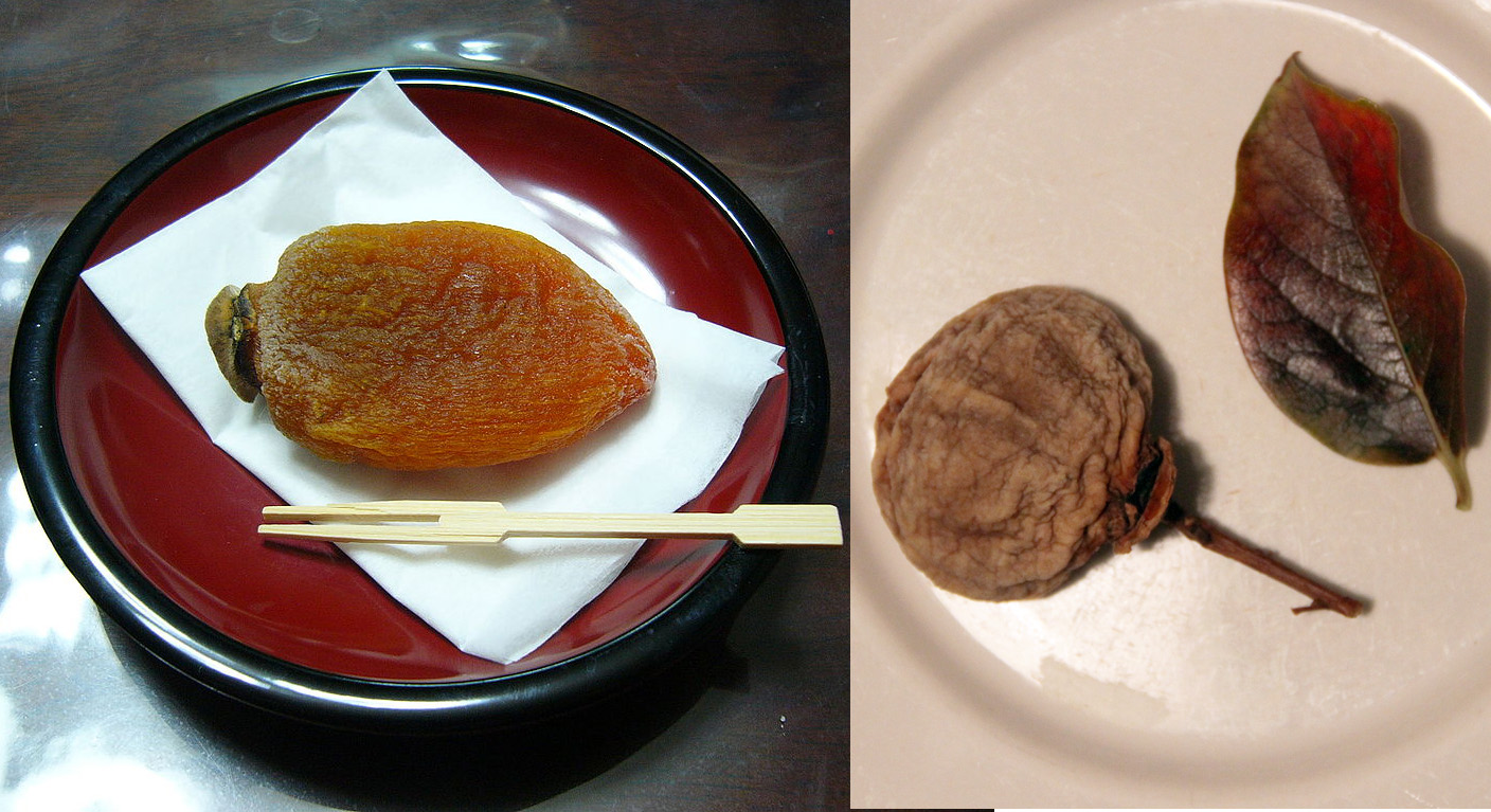 左：維基上的干し柿；右：敝寶號的柿干。