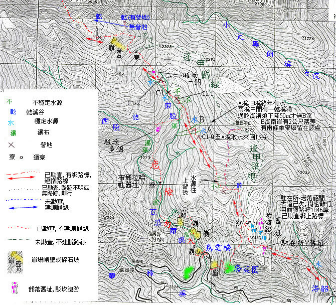 登山口至2340石洞獵寮地圖