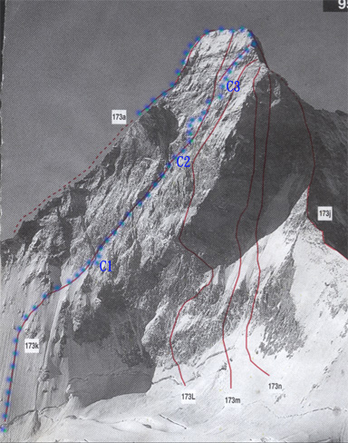 藍色的點為本次攀登路線
